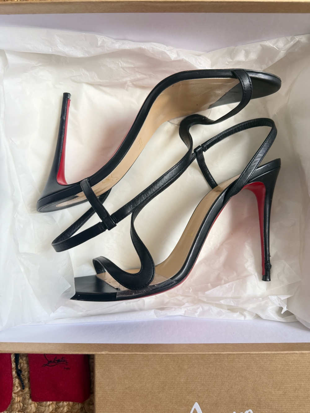 Christian Louboutin Rosalie W38.5 Black Leather 100mm